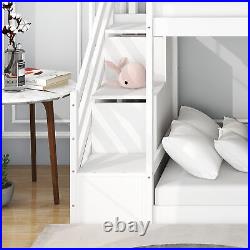 3FT Wooden Bunk Beds Kids High Sleeper with Slide and Ladder Loft Cabin Bed White