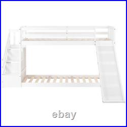 3FT Wooden Bunk Beds Kids High Sleeper with Slide and Ladder Loft Cabin Bed White