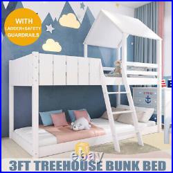 3FT Wooden Treehouse Single Bunk Bed Kids Sleeper House Canopy Single Bed Frames