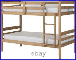 3' Bunk Bed Wooden Single Size Frame For Kids Adults Natural Wax Panama Bedroom