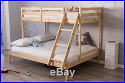 3 Sleeper White/Natural Pine Wooden Triple Bunk Bed Double&Single Size &Mattress