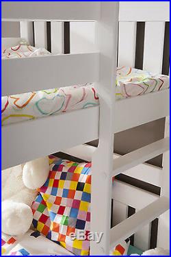 3 Triple Sleeper Bunk Bed White Wooden Solid Frame Mattresses And Storage 3ft