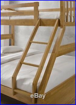 3ft / 4ft6 Childrens Kids Adults Oak Triple Three Sleeper Bunk Bed Wooden Frame