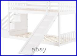 3ft Bunk Bed with Stairs and Slide, Solid Pine Wood Frame, Children Bed White