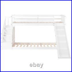 3ft Bunk Bed with Stairs and Slide, Solid Pine Wood Frame, Children Bed White