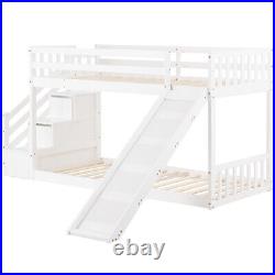 3ft Bunk Bed with Stairs and Slide, Solid Pine Wood Frame, Children Bed White