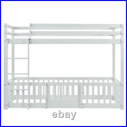 3ft Bunk Beds Cabin Wood Bed Frame Kids Children Sleeper with Fences & Ladder BS