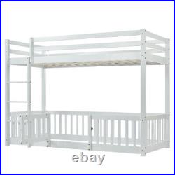 3ft Bunk Beds Cabin Wood Bed Frame Kids Children Sleeper with Fences & Ladder FD