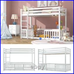 3ft Bunk Beds Cabin Wood Bed Frame Kids Children Sleeper with Fences & Ladder FD