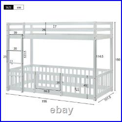 3ft Bunk Beds Cabin Wood Bed Frame Kids Children Sleeper with Fences & Ladder FD