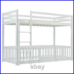 3ft Bunk Beds Cabin Wood Bed Frame Kids Children Sleeper with Fences & Ladder FD