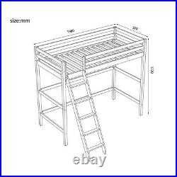 3ft High Sleeper Pine Wood Loft Bed Frame Single Bunk Bed Kids Bedroom Furniture