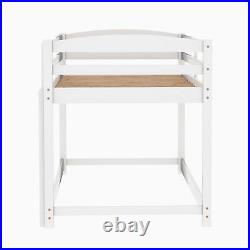 3ft Pine Wood Bunk Bed Frame Kids Mid Sleeper 190x90cm Double Bed Children White