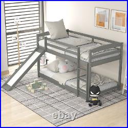 3ft Pine Wooden Bunk Bed Frame Slide Kids Mid Sleeper 190x90 cm Loft Bed Grey