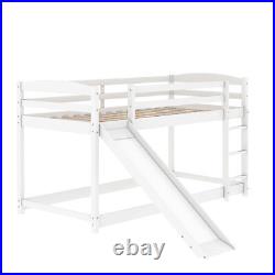 3ft Pine Wooden Bunk Bed Frame Slide Kids Mid Sleeper 190x90 cm Loft Bed White