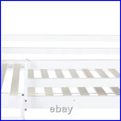 3ft Single Bed White Solid Wooden Bed Frame High Sleeper Loft Cabin Bed Bunk Bed