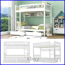 3ft Single Bed frame Wooden Bunk Beds with Storage White Wood Kids Childrens Bed