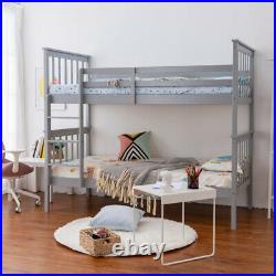 3ft Single Bunk Bed Detachable Wooden Pine Frame with Stair Slats for Kid Child