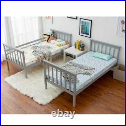 3ft Single Bunk Bed Detachable Wooden Pine Frame with Stair Slats for Kid Child