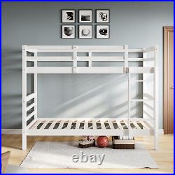 3ft Single Bunk Bed Solid Pine Wood Single Kids Children Sleeper White Bed Frame