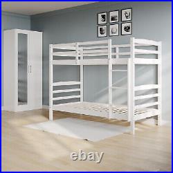 3ft Single Bunk Bed Solid Pine Wood Single Kids Children Sleeper White Bed Frame