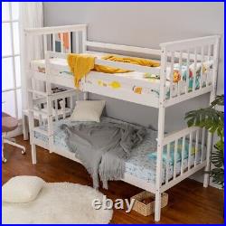 3ft Single Bunk Bed Wooden Pine Frame with Stair / Slats Detachable 2 Beds Frame