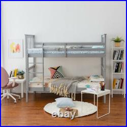 3ft Single Bunk Bed Wooden Pine Frame with Stair / Slats Detachable 2 Beds Frame