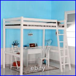 3ft Single Loft Bed High Sleeper Cabin Metal Bunk Bed with Stairs Kids Bedroom