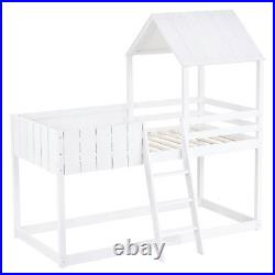 3ft Single Treehouse Wooden Bed Frame Bunk Loft Beds High Sleeper For Kids White