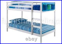 3ft Single White Pine Bunk Bed With 2 Sprung Flex Mattresses