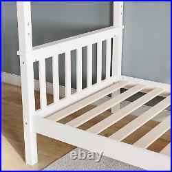 3ft Single White Solid Pine Wood Double Bunk Bed Kids Children Sleeper Bed Frame