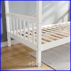 3ft Single White Solid Pine Wood Double Bunk Bed Kids Children Sleeper Bed Frame