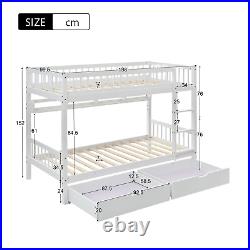 3ft Single Wooden Bunk Bed Frame With Storage Drawers Kids Sleeper Bed UK Stock