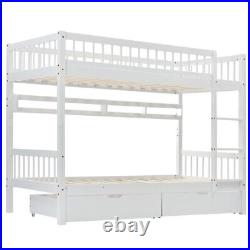 3ft Single Wooden Bunk Bed Frame With Storage Drawers Kids Sleeper Bed UK Stock