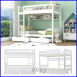 3ft Single Wooden Bunk Beds With Storage Drawers Kids Sleeper Bed