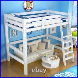 3ft Solid Wooden Bed Frame Single Bed Kid High Sleeper Loft Cabin Bunk Bed White