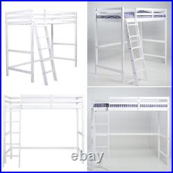 3ft Solid Wooden Bed Frame Single Bed Kid High Sleeper Loft Cabin Bunk Bed White