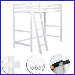 3ft Solid Wooden Bed Frame Single Bed Kid High Sleeper Loft Cabin Bunk Bed White