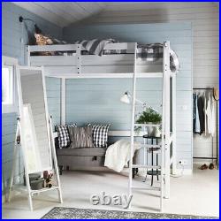 3ft Solid Wooden Bed Frame Single Bed Kid High Sleeper Loft Cabin Bunk Bed White