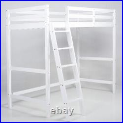 3ft Solid Wooden Bed Frame Single Bed Kid High Sleeper Loft Cabin Bunk Bed White