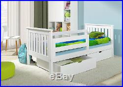 3ft UK SINGLE WOODEN CHILDREN BUNK BEDS WITH MATTRESSES AND STORAGE DRAWERS