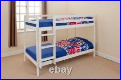 3ft or 2ft6 shorty Wooden Bunk Bed Kids in White with 2 mattress