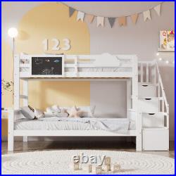 4FT6 Double Kids Bunk Bed 3FT Single Triple High Sleeper Wooden Bed Frame BT