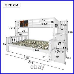 4FT6 Double Kids Bunk Bed 3FT Single Triple High Sleeper Wooden Bed Frame BT