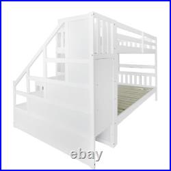 4.6FT Bunk Bed Kids Bunk Bed With Storage Stairs Small Blackboard Guardrail