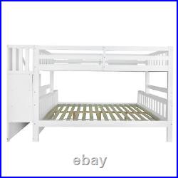 4.6FT Bunk Bed Kids Bunk Bed With Storage Stairs Small Blackboard Guardrail