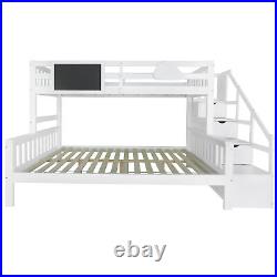 4.6FT Bunk Bed Kids Bunk Bed With Storage Stairs Small Blackboard Guardrail