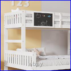 4.6FT Bunk Bed Kids Bunk Bed With Storage Stairs Small Blackboard Guardrail