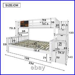 4.6FT Bunk Bed Kids Bunk Bed With Storage Stairs Small Blackboard Guardrail