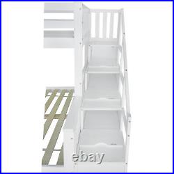 4.6FT Bunk Bed Kids Bunk Bed With Storage Stairs Small Blackboard Guardrail